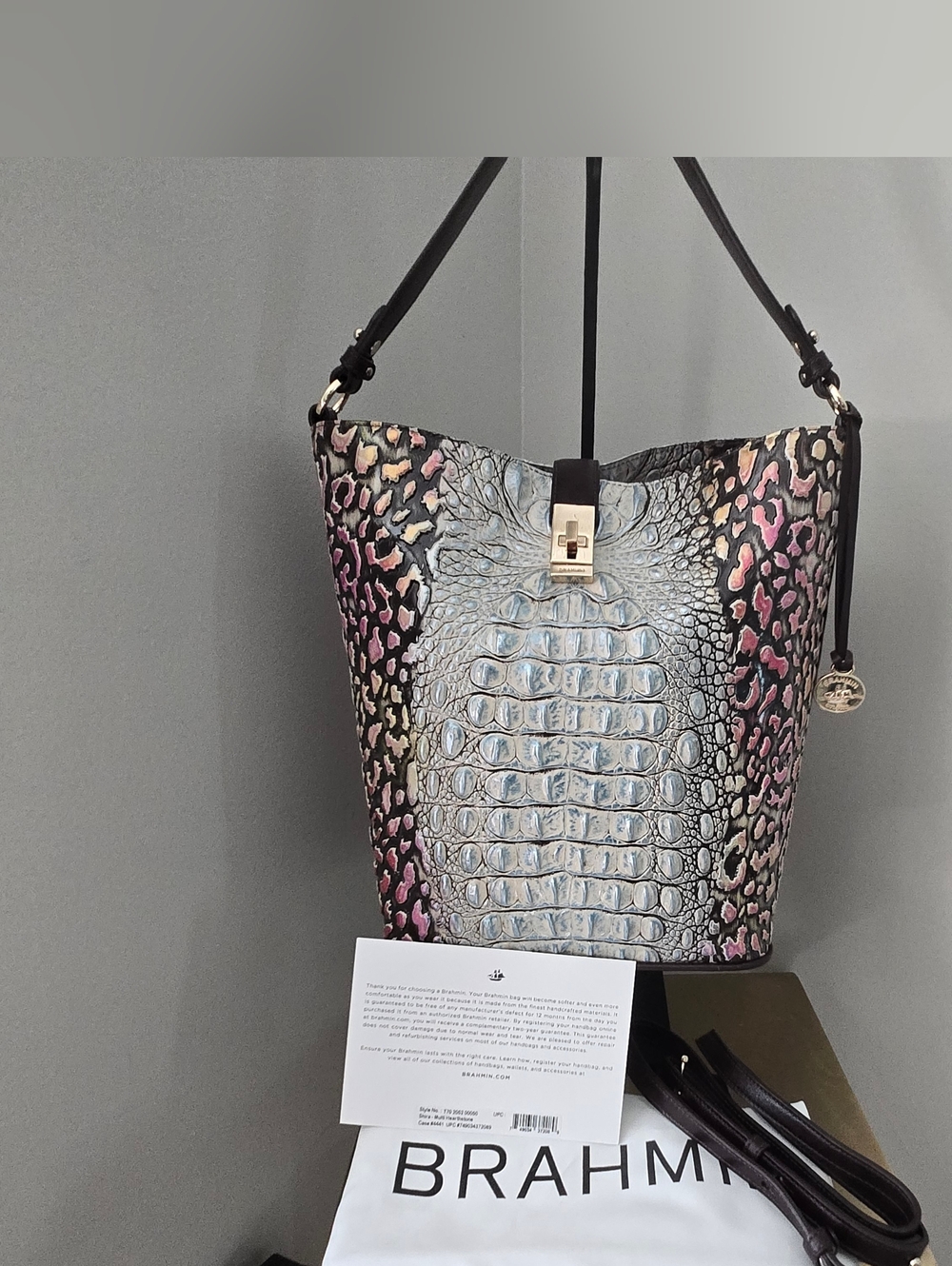 Brahmin Shira Multi Heartstone Bucket bag EUC